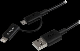 LTUB1MBK Data and charging cable, USB-A &gt; lightning / micro-B, 1 m, black