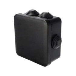 Puszka hermetyczna 85x85x45mm natynkowa z dławikami,bezhalogenowa, odporna na UV, zamknięcie na klik IP55 czarny