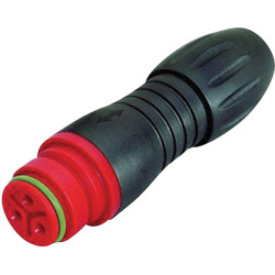 Binder 99-9106-50-03 Female Cable Mount 3 Pin Red Code with Solder Terminal