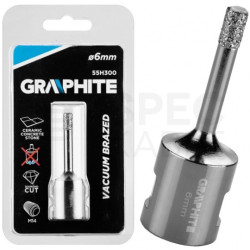 Otwornica Diamentowa Koronka 6mm z gwintem M14 do gresu, kamienia, płytek, cegły, szkła itp. GRAPHITE 55H300