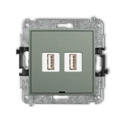 ICON Mechanizm gniazda podwójnego 2xUSB A-A 2.0, bez pola opisowego szałwiowy 61IGUSBBO-2