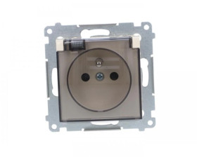 Simon 54 Gniazdo bryzgoszczelne z/u IP44 z klapką transparentną bez uszczelki kremowe DGZ1BUZ.01/41A