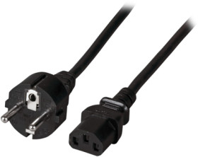 Power cable, Europe, plug type E + F, straight on C13 socket, straight, black, 2 m, EK508SW.2