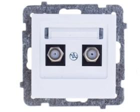 AS Gniazdo antenowe podwójne typu F białe GPA-2GF/m/00