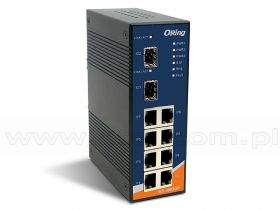 IES-3082GP, Switch przemysłowy zarządzalny, DIN, 8x 10/100 RJ-45 + 2x1000 SFP, O/Open-Ring <10ms