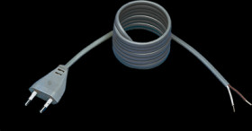 Connection cable, Europe, plug type C, straight on open end, H03VVH2-F2x0.75 mm², gray, 3 m, 0L06608