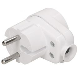 Wtyczką prądowa [2P] + gniazdo kątowe (połączone razem) 230V 16A białe na kabel