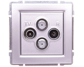 KOS66 Gniazdo antenowe podwójne TV/SAT/SAT aluminium 664078