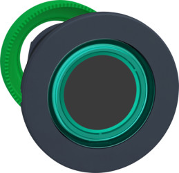 Pushbutton, for universal LED, illuminable, waistband round, green, front ring dark gray, mounting Ø 30.5 mm, ZB5FW933