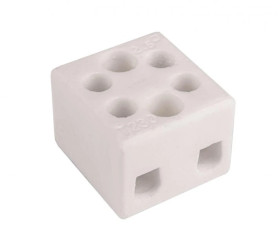 Złączka gwintowa porcelanowa szkliwiona (z dwoma otworami do przykręcania) 2,5 mm² 2 tory CPO 2-2.5A 80017516 /16szt./