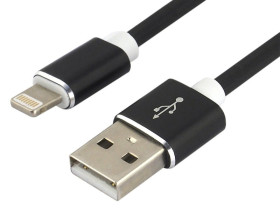 Kabel USB-A do Lightning 1.5m silikonowy czarny 2.4A