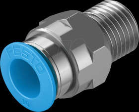 153008 Screw connection, straight, with external hexagon R3/8 &lt;&gt; dia. 1