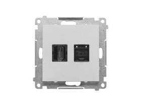 SIMON 55 Gniazdo HDMI + RJ45 kat.6. aluminium mat TGHRJ45.01/143 KONTAKT SIMON