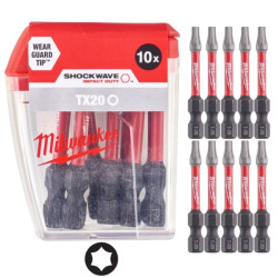 Bity udarowe do wkrętarki TORX TX20 50mm 1/4 SHOCKWAVE 10szt MILWAUKEE