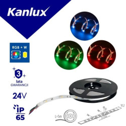 Taśma LED 24V L48 9W/m IP65-RGBW RGB + 4000(W) max 550lm/m IP65 rolka 5mb 3 lata Gwarancji 33319