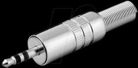 Jack plug, 3.5 mm stereo, metal with bend protection