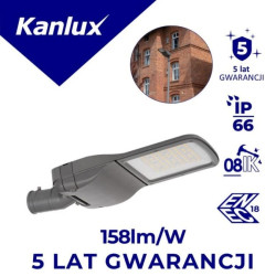 Oprawa uliczna LED z gniazdem ZHAGA PRO-S S 40W-ZH NW 6300lm 4000K IK08 IP66 IIkl. ochr. ENEC 5 lat Gwar. 39295