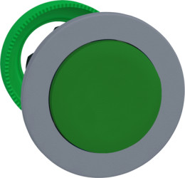 Pushbutton, unlabeled, unlit, groping, waistband round, green, front ring light gray, mounting Ø 30.5 mm, ZB5FL3C0