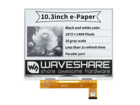 Waveshare 10.3inch e-Paper e-Ink Raw Display, 1872×1404, Black / White, 16 Grey Scales, Parallel Port, without PCB