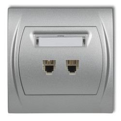 LOGO Gniazdo telefoniczne podwójne 2xRJ11, 4-stykowy srebrny metalik 7LGT-2