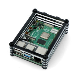 Obudowa do Raspberry Pi 4B - czarno-przezroczysta - LT-4B10