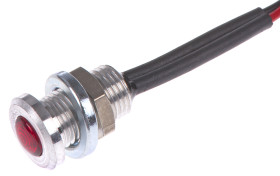 Lampka kontrolna do montażu panelowego 1.9V dc, czerwona 6.4mm LED Chrom Wyprowadzenia Oxley