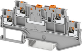 Knife disconnect terminal, push-in connection, 0.25-1.5 mm², 4 pole, 9 A, 6 kV, gray, 3210351