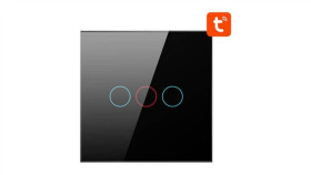 Dotykowy Włącznik Światła Zigbee Avatto Zts02-Eu-B3 Potrójny Tuya (Czarny)