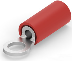 Insulated ring cable lug, 0.3-1.42 mm², AWG 22 to 16, 3.68 mm, M3.5, red, 36149