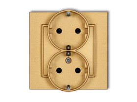 MINI Gniazdo podwójne z uziemieniem schuko (przesłony torów prądowych) złoty 29MGP-2sp KARLIK