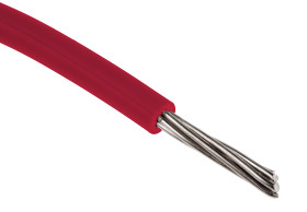 Przewód montażowy 0,08mm² Czerwony RS PRO XLPE 28 AWG 6 kV DC dł. 100m 7/0,12 mm +105°C UL 3239