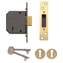 Yale Locks PM552 5 Lever Mortice Deadlock 67mm 2.5in Polished Brass