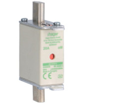 Wkładka bezpiecznikowa nożowa NH000 wskaźnik podwójny uchwyt nieizolowany aM 20A 690VAC LNH000020M6A HAGER