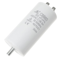 Kondensator rozruchowy do silnika 30uF 450VAC, 4 konektory, 45x90mm