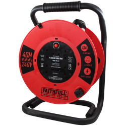 Faithfull Power Plus XP06-E1 Open Cable Reel 240V 40m 13A 4 Socket 1.25mm Cable