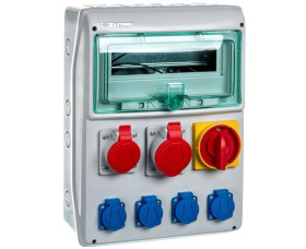 Rozdzielnica RSS-04 z rozłącz. 0-1 100A okienko 12 mod okabl 1x32A 3P+N+Z 400V, 1x16A 3P+N+Z 400V, 4x16A 2P+Z 250V IP44 942045