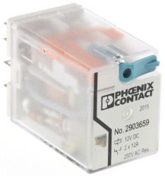 Przekaźnik mocy 12V dc DPDT Phoenix Contact 36mW, montaż PCB 160Ω Wciskane