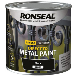 Ronseal 39179 Direct to Metal Paint Black Gloss 250ml