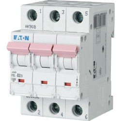 Wyłącznik nadprądowy MCB, Typ B, 3-biegunowy, 2A, 400V, Eaton, PXL
