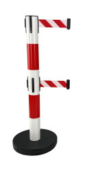 Słupek taśmy długość taśmy 4m Bariera chowana Ø 75mm Red, White