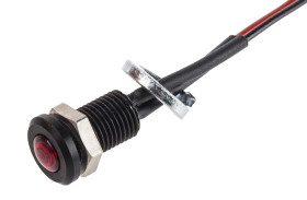 Lampka kontrolna do montażu panelowego 12V ac, czerwona 6.4mm LED Czarny Wyprowadzenia Oxley