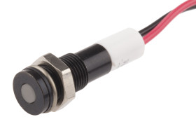 Lampka kontrolna do montażu panelowego 12V dc, biała 6mm LED Wyprowadzenia RS PRO