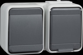 448639 Universal switch + socket, 10/16A, IP44, AquaTop, grey