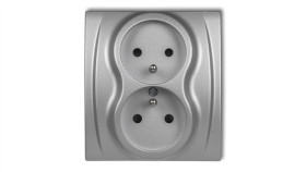 Logo Gniazdo Podwójne Z/U Srebrny Metalik 7Lgp-2Zp