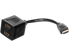 Kabel rozgałęźniacz HDMI Highspeed 1.3 pasywny Typ HDMI A/2xHDMI A, M/Ż czarny 0,2m AK-330400-002-S