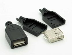 Gniazdo USB A na przewód z osłoną; 4-pin