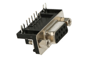 Gniazdo; D-Sub; Canon 9p; 9 torów; przewlekany (THT); kątowe 90°; standard 7,2mm; czarny; plastik; skręcane; Connectar; RoHS