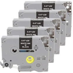 Taśma 5x Tze-335 do drukarki Brother 12mm 8m czarna taśma biały nadruk /5szt./