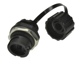 Adapter gniazdo / gniazdo; USB A; 17-210141; 4 tory; na panel; przykręcane; proste; czarny; bagnetowe; wtykany; złocone; 100V; 1