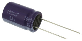 Kondensator 1000μF 63V dc Radialny, Otwór przelotowy Panasonic roztaw: 7.5mm 16 (Dia.) x 25mm
